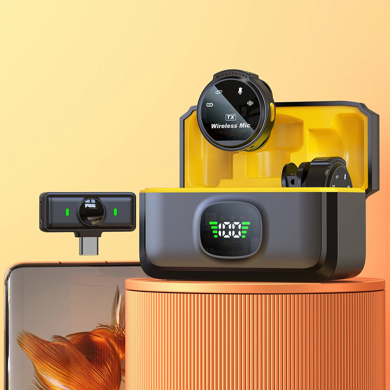 Microfone de lapela sem fio Xiaomi para iPhone, iPad, Android, tipo C, gravação de jogos ao vivo, entrevista com clipe magnético